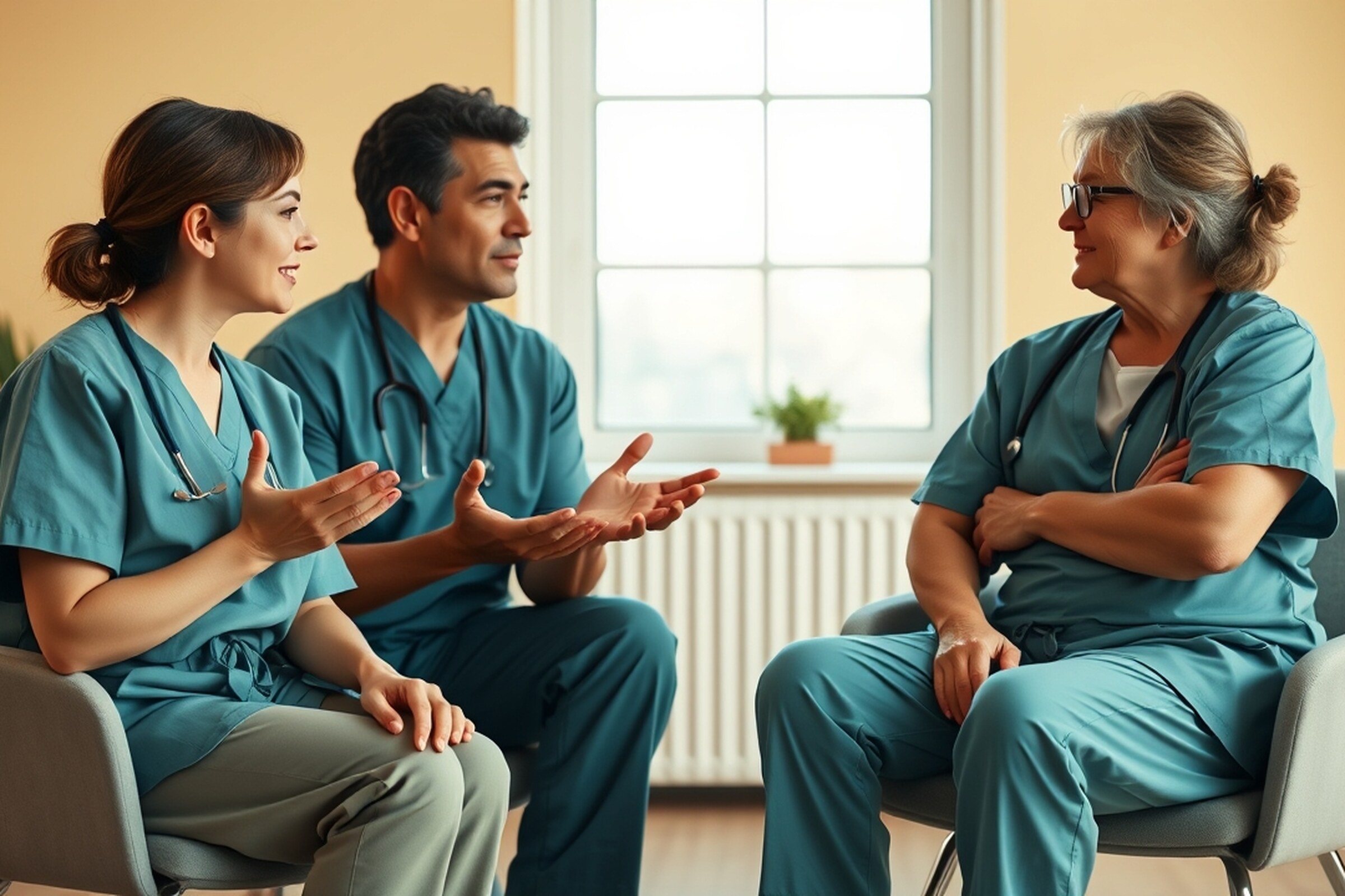 Hélène Theriault coaching a healthcare practitioner in a quiet, supervised practice setting